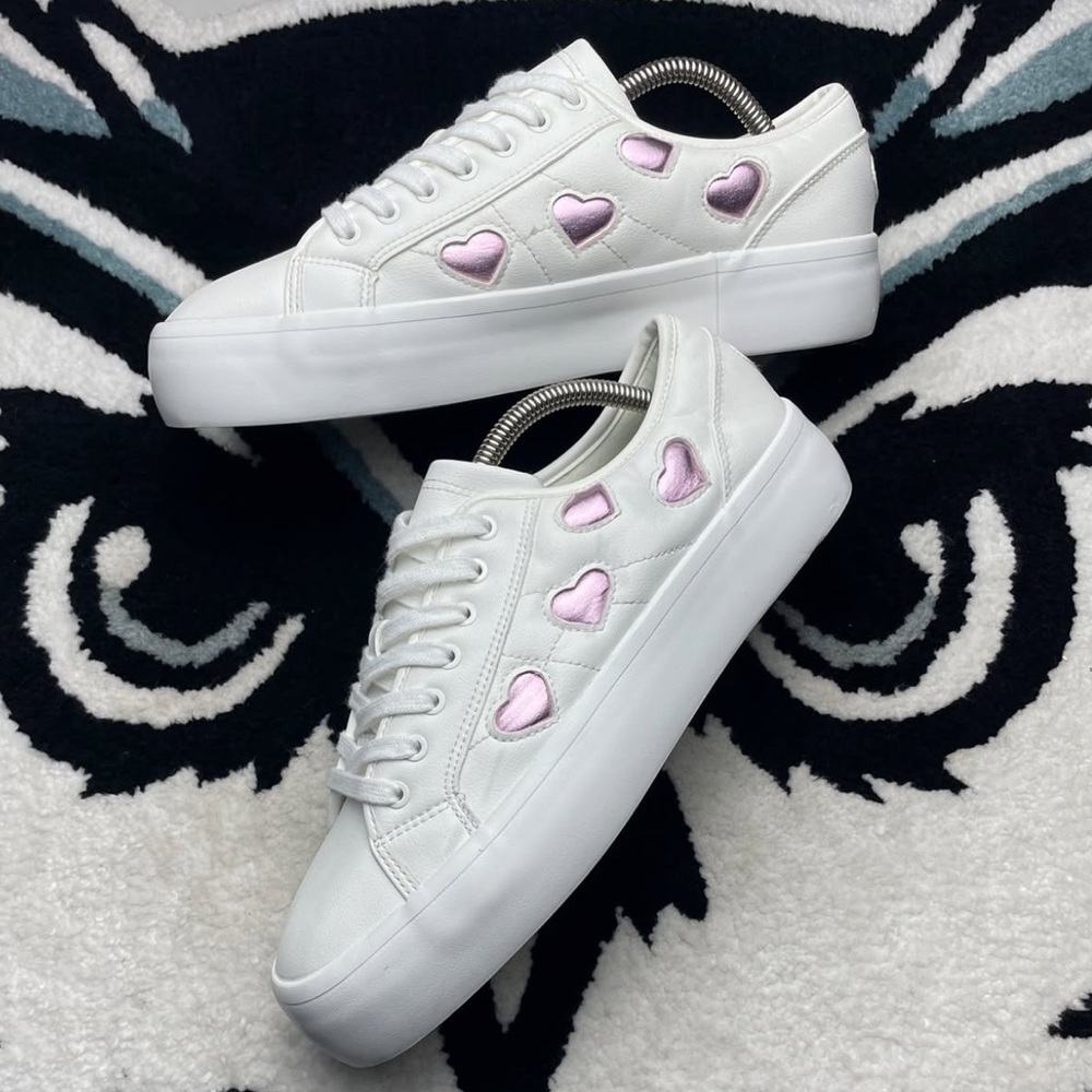Sincerely Jules White Pink Heart Sneakers